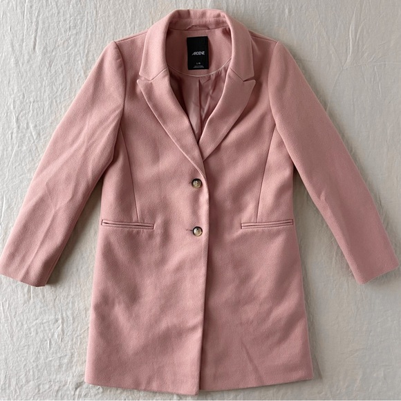 Light blush pink long peacoat / overcoat - Picture 2 of 5